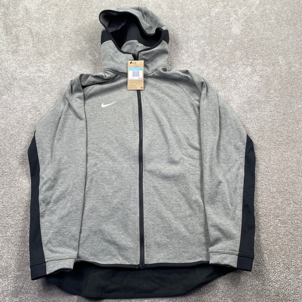 Nike Therma-FIT Full Zip Hoodie Mens Size M Grey Black FD1132-032 Basketball